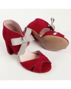 Movie Star rode fluwelen leren sandalen met hak van 8 cm