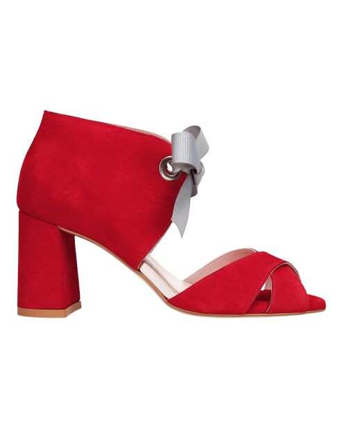 Movie Star rode fluwelen leren sandalen met hak van 8 cm