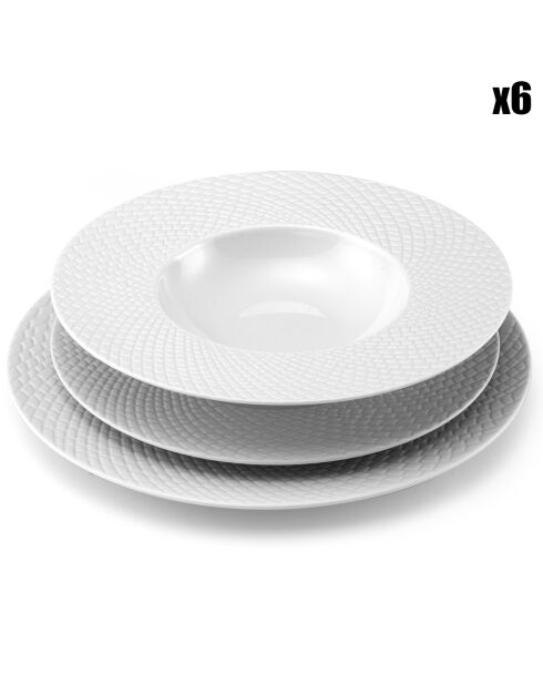 Service en Porcelaine Sherane blanc - 18 pièces