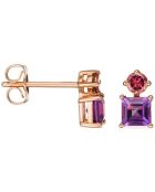 Boucles d'oreilles Géomix Améthystes 0.60 ct & Tourmalines 0.20 ct or rose