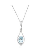 Pendentif & chaîne Brillant Topaze Diamants 0.02 ct & Topaze 1.30 ct or blanc