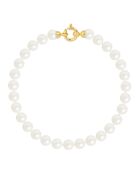 Bracelet Or Jaune Rang Perles d'Eau Douce blanc nacre
