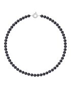 Collana in argento con perle d'acqua dolce nere