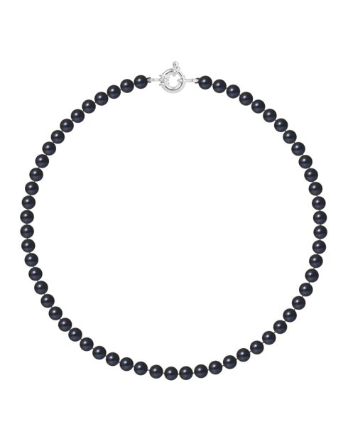 Collana in argento con perle d'acqua dolce nere