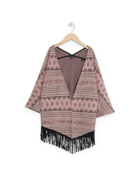 Gilet Mara en Coton mélangé à franges rose
