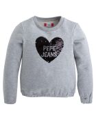 Sweat cœur en Coton sequin gris