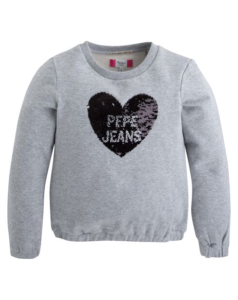 Sweat cœur en Coton sequin gris