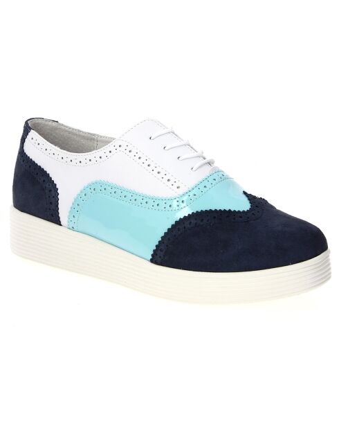 Richelieus Creepers en Velours de Cuir et vernies tricolores