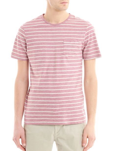 T-Shirt Pocket Marin Jed rayures rose