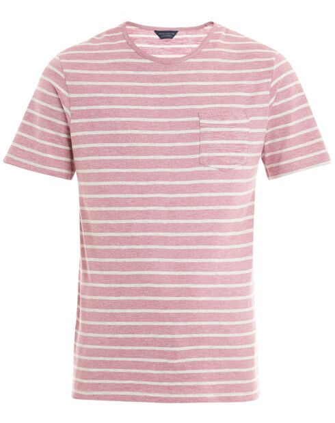 T-Shirt Pocket Marin Jed rayures rose