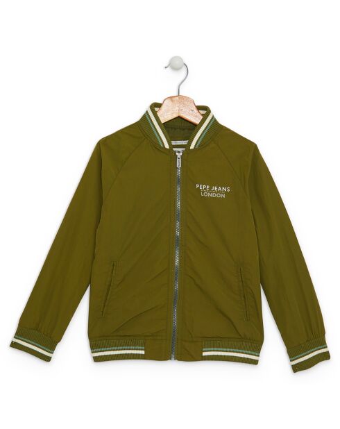 Bomber à col teddy vert olive