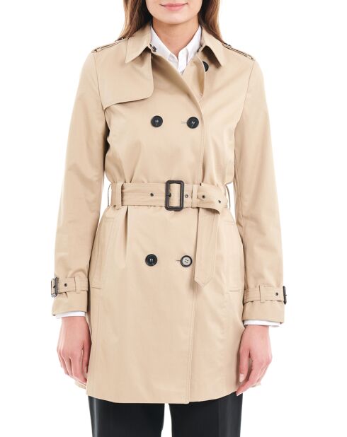 Trench-Coat mi-long 100% Coton beige