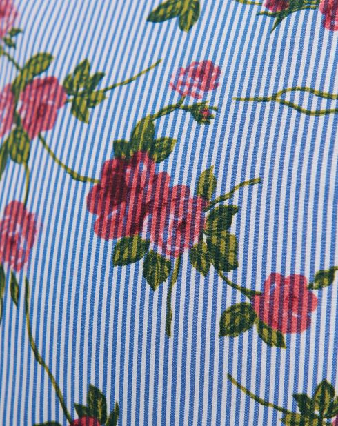 Chemise Slim Fit rayures & fleurs bleu/rose