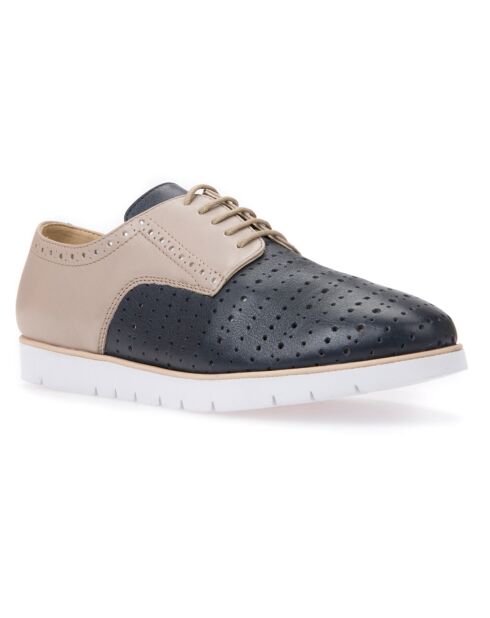 Derbies en Cuir bicolores bleu/beige