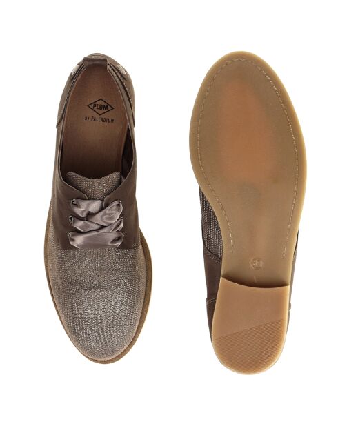 Derbies en Cuir mat & irisé façon reptile Singa marron taupe