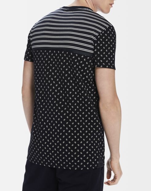 T-Shirt imprimé rayures & spirales bleu marine