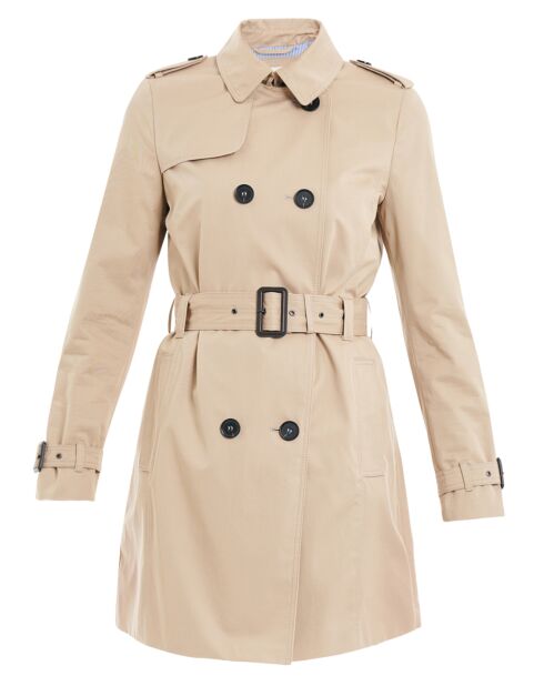 Trench-Coat mi-long 100% Coton beige