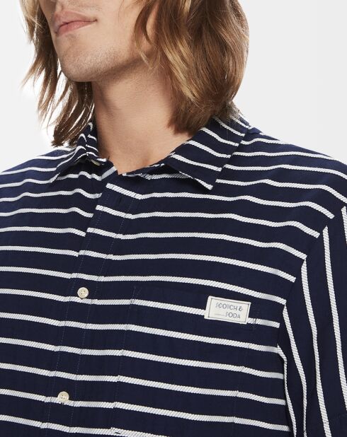 Camisa de corte regular a rayas azul/blancas