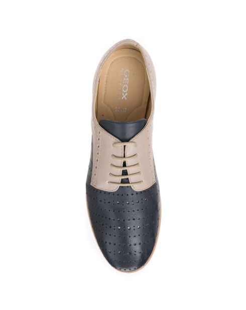 Derbies en Cuir bicolores bleu/beige