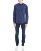 Chemise Regular Fit fines rayures bleu foncé