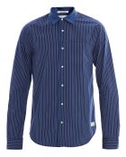 Chemise Regular Fit fines rayures bleu foncé