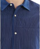 Chemise Regular Fit fines rayures bleu foncé