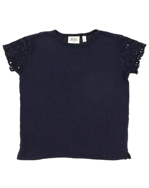 T-Shirt 100% Lin Teresa bleu nuit