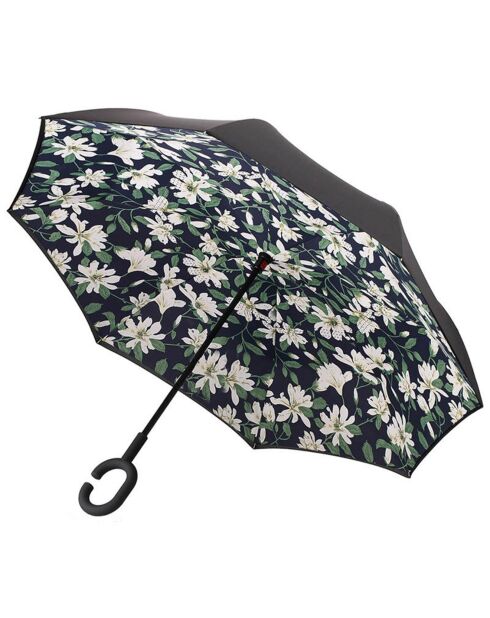 Parapluie Inversé noir/imprimé fleurs