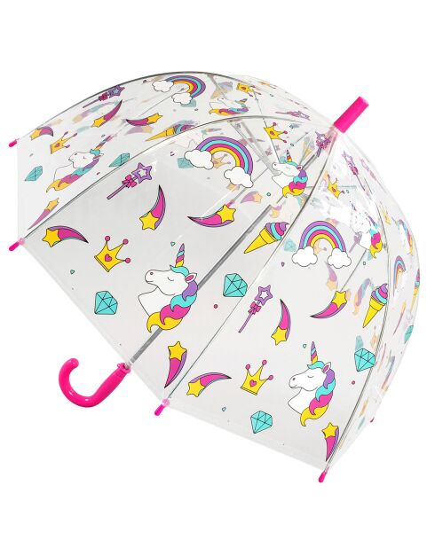 Paraguas infantil con forma de unicornio transparente/multicolor