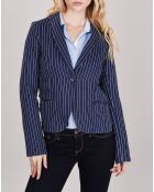 Veste 100% Lin Rosoli bleu/blanc