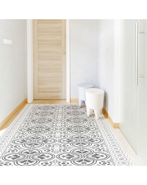 Tapis vinyle Greta blanc - 80x300 cm