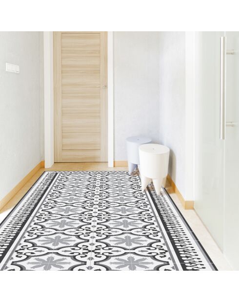 Tapis vinyle Parisian blanc/gris - 80x300 cm