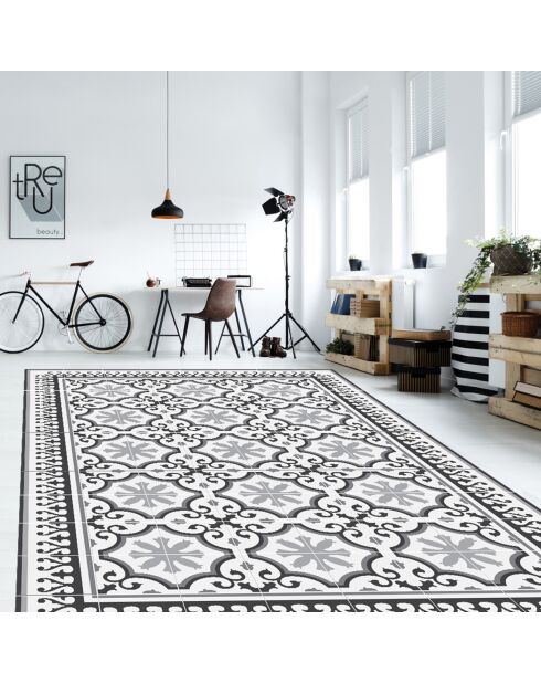 Tapis vinyle Parisian blanc/gris - 133x200 cm