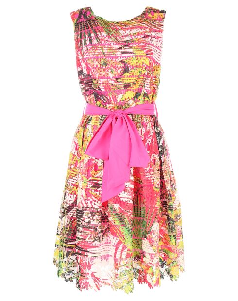 Robe Ambigue imprimé fantaisie fuchsia