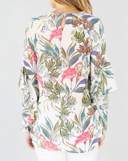 Blouse Goelette imprimé plante blanche