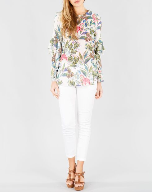 Blouse Goelette imprimé plante blanche