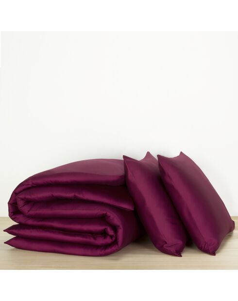 Parure housse de couette  100% Satin de Coton Olivia betterave