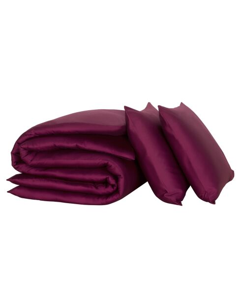 Parure housse de couette  100% Satin de Coton Olivia betterave