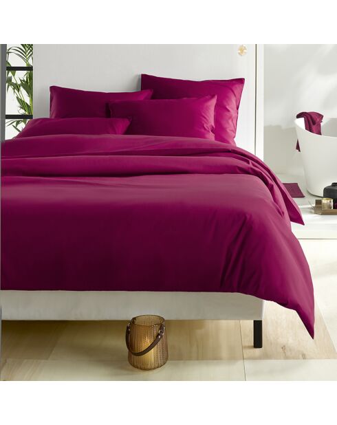 Parure housse de couette  100% Satin de Coton Olivia betterave