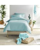 Parure housse de couette 100% Satin de Coton Olivia turquoise