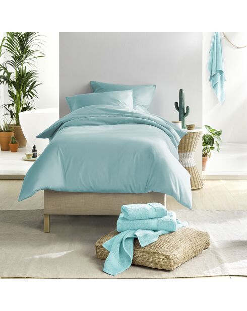 Parure housse de couette 100% Satin de Coton Olivia turquoise