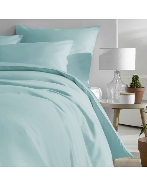Parure housse de couette 100% Satin de Coton Olivia turquoise