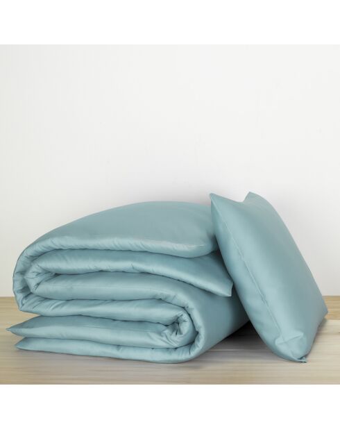 Parure housse de couette 100% Satin de Coton Olivia turquoise