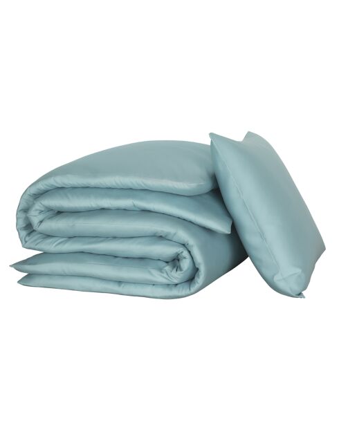 Parure housse de couette 100% Satin de Coton Olivia turquoise