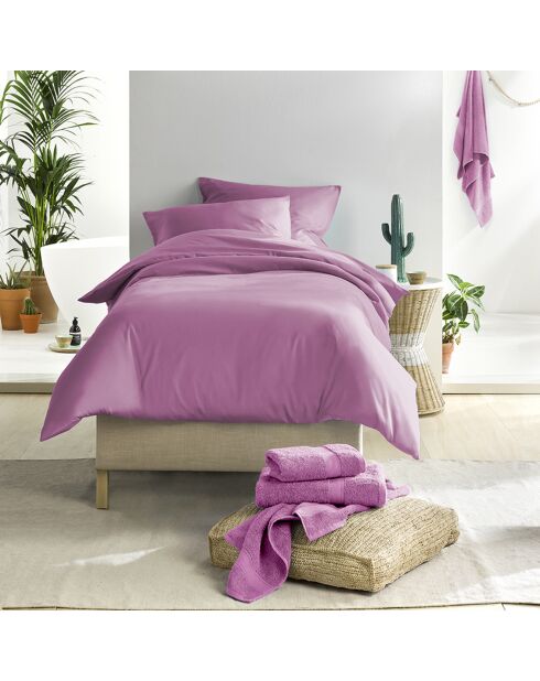Parure housse de couette 100% Satin de Coton Olivia violette