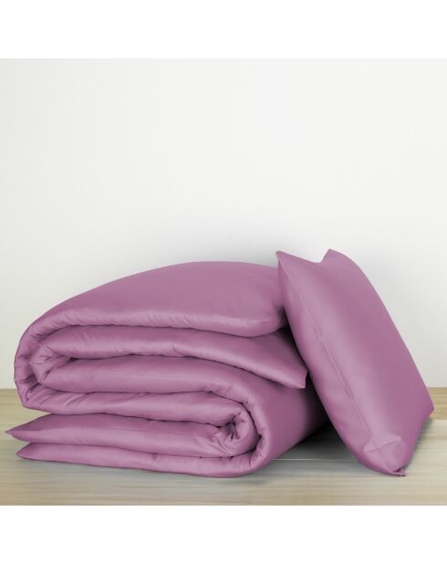 Parure housse de couette 100% Satin de Coton Olivia violette