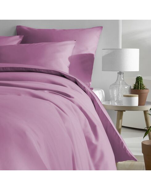 Parure housse de couette 100% Satin de Coton Olivia violette