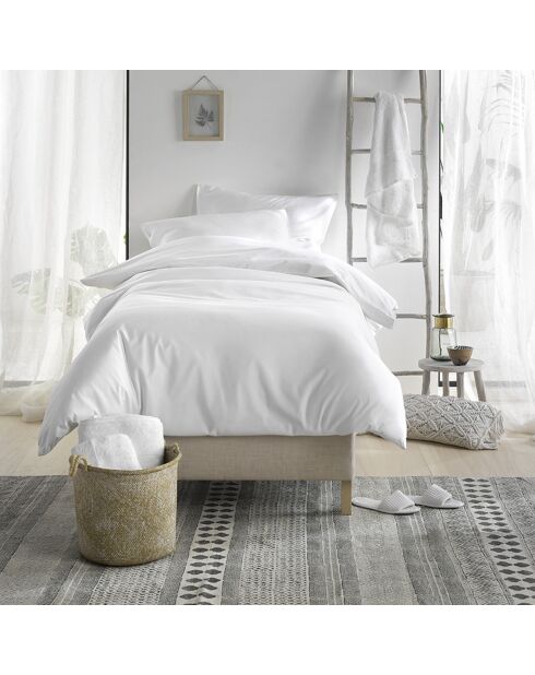 Juego de funda de edredón de satén 100% algodón blanco Olivia