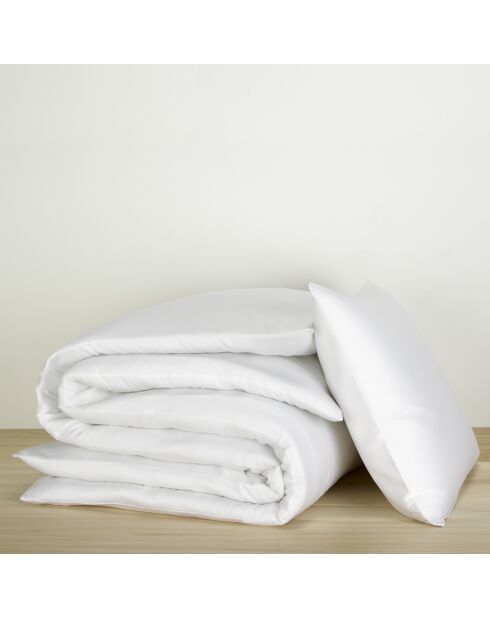 Juego de funda de edredón de satén 100% algodón blanco Olivia