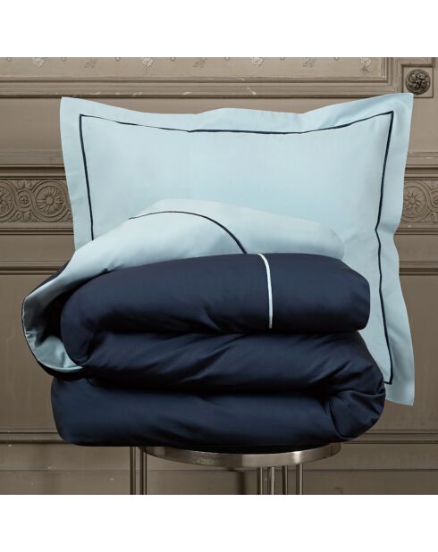 Parure housse de couette en Percale de Coton Bumblebee bleu/bleu marine